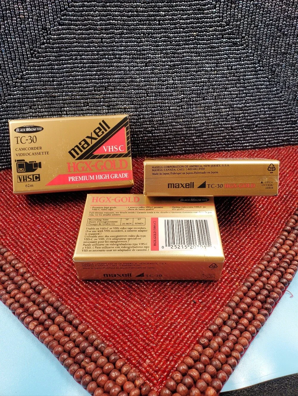 3 Pack Maxell TC-20 Camcorder Tapes HGX-Gold New Sealed w/STORAGE LIBRARY CASE